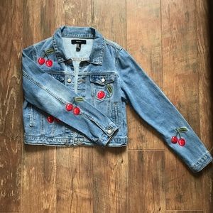 FOREVER 21 Cherry Jean Jacket